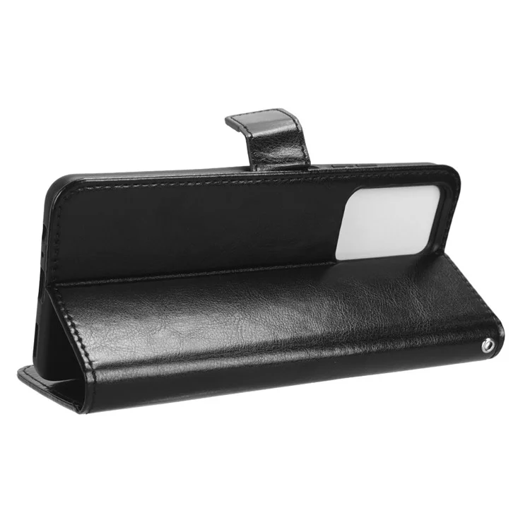 For ZTE Blade V41 Smart / A72s / Optus X Max TPU + PU Leather Case Wallet Cell Phone Stand Cover with Crazy Horse Texture - Black
