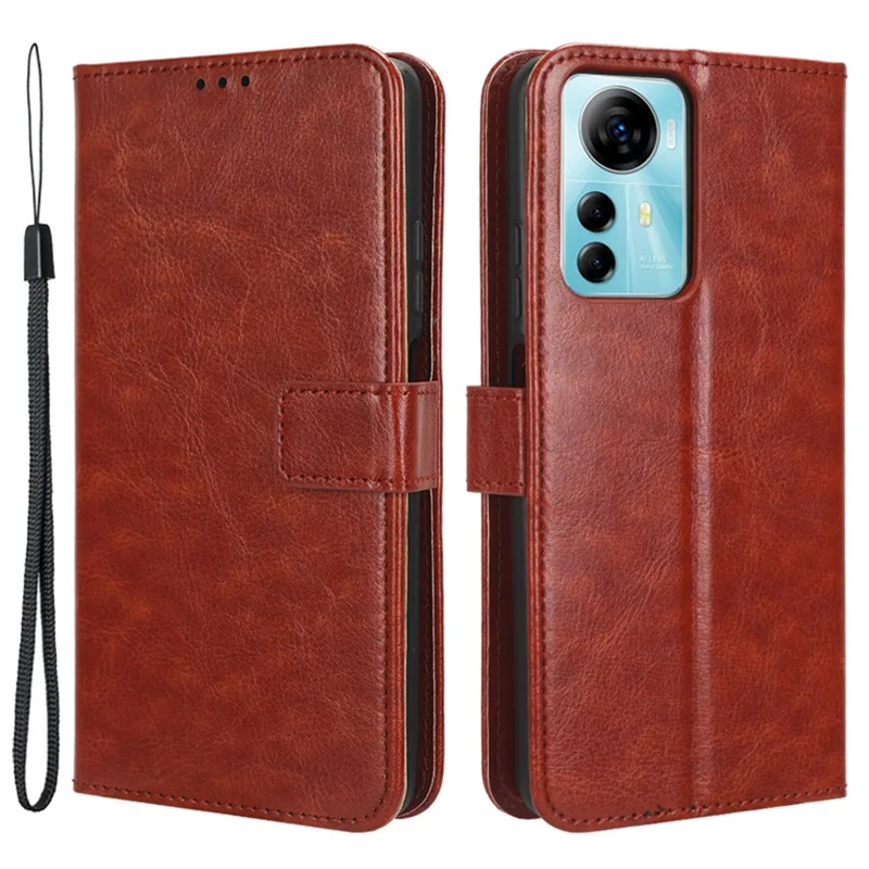 For ZTE Blade V41 Smart / A72s / Optus X Max TPU + PU Leather Case Wallet Cell Phone Stand Cover with Crazy Horse Texture - Brown
