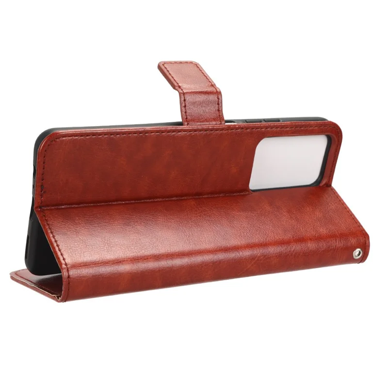 For ZTE Blade V41 Smart / A72s / Optus X Max TPU + PU Leather Case Wallet Cell Phone Stand Cover with Crazy Horse Texture - Brown