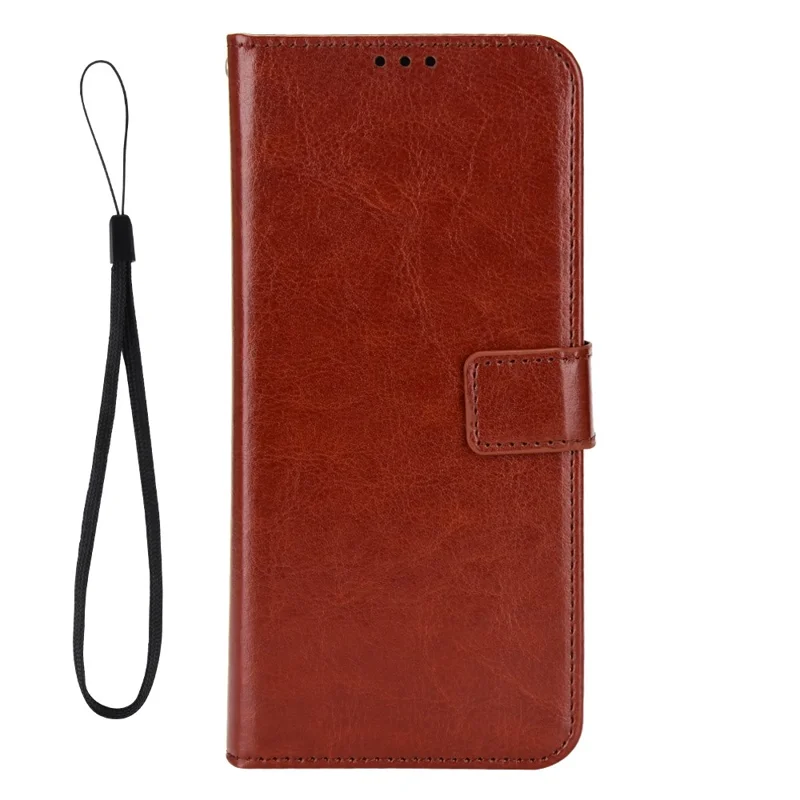 For ZTE Blade V41 Smart / A72s / Optus X Max TPU + PU Leather Case Wallet Cell Phone Stand Cover with Crazy Horse Texture - Brown