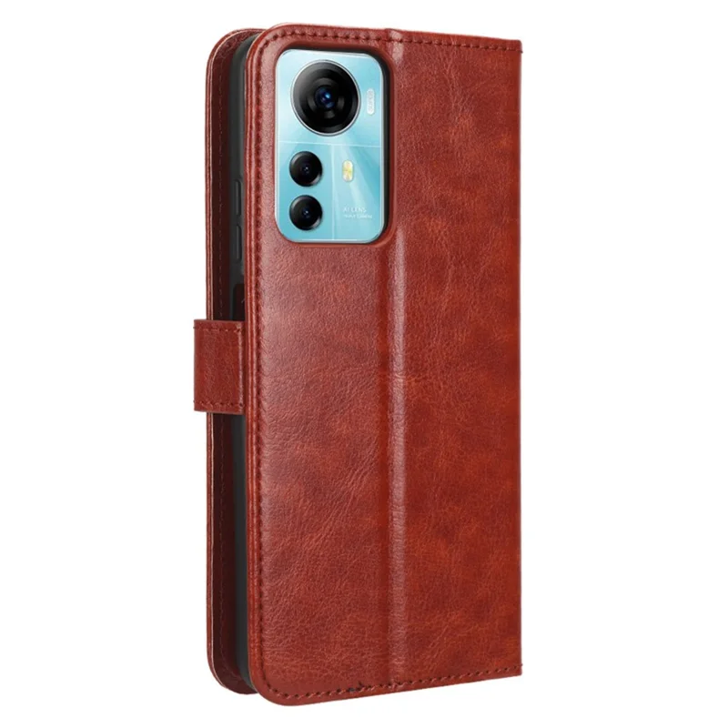 For ZTE Blade V41 Smart / A72s / Optus X Max TPU + PU Leather Case Wallet Cell Phone Stand Cover with Crazy Horse Texture - Brown