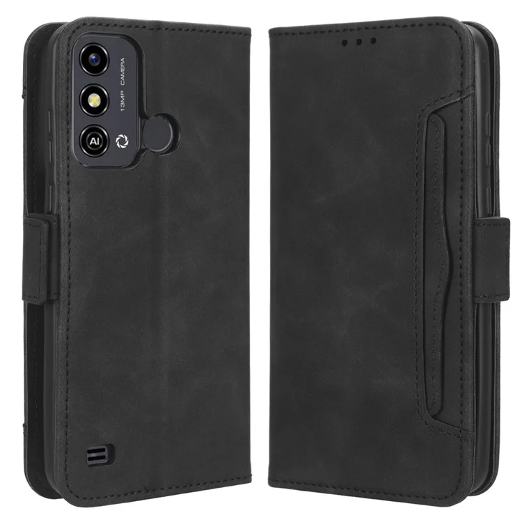 Para ZTE Blade A53 / A53+ Multiple Card Slots PU Leather Wallet Phone Case Stand Phone Cover - Negro