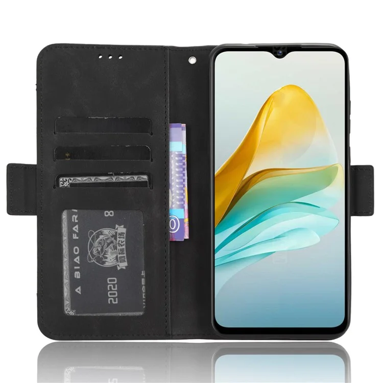 Para ZTE Blade A53 / A53+ Multiple Card Slots PU Leather Wallet Phone Case Stand Phone Cover - Negro