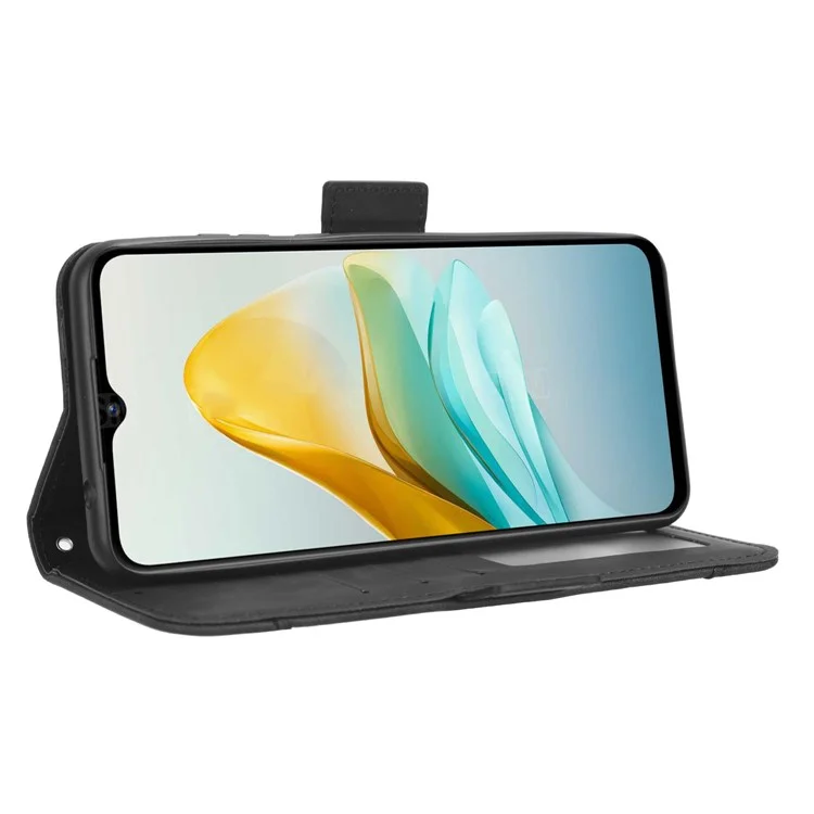 Para ZTE Blade A53 / A53+ Multiple Card Slots PU Leather Wallet Phone Case Stand Phone Cover - Negro