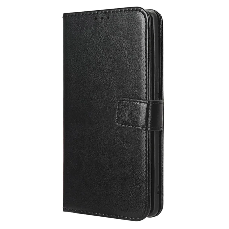 Para vivo S17e 5G Funda de teléfono con textura de cuero de caballo loco antihuella digital, soporte para teléfono y cartera de cuero de PU - Negro