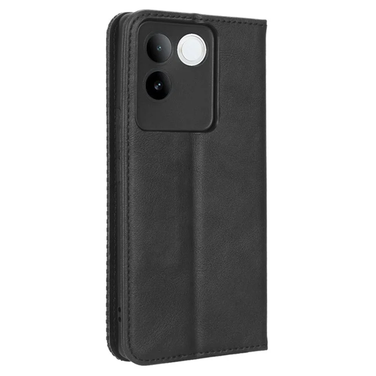 Para vivo S17e 5G Retro Stand Wallet Mobile Phone Cover PU Leather Protector Case - Preto