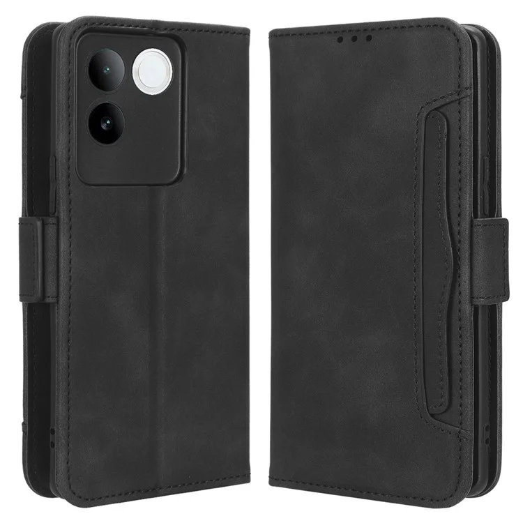 For vivo S17e 5G PU Leather Wallet Multiple Card Slots Folio Flip Case Stand Phone Cover - Negro