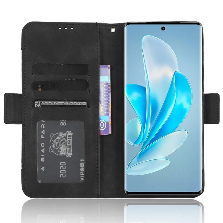 For vivo S17e 5G PU Leather Wallet Multiple Card Slots Folio Flip Case Stand Phone Cover - Negro