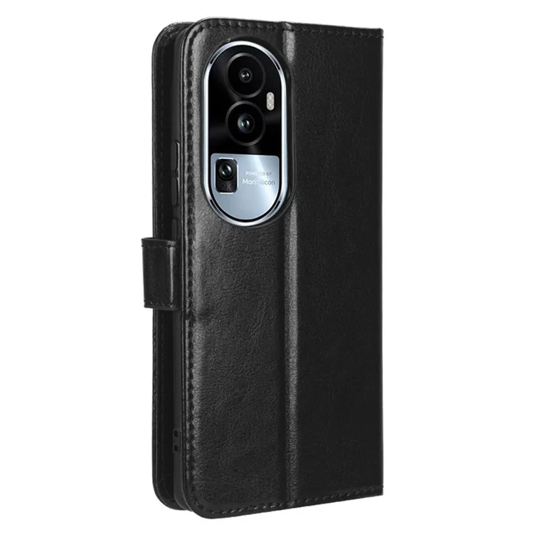 Для Oppo Reno10 Pro+ 5G Crazy Horse Texture TPU + PU Leather Case Wallet Cell Phone Stand Cover - Чёрный