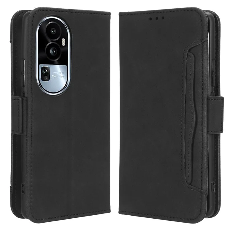 Für Oppo Reno10 Pro+ 5G Anti-Kratzer PU-Leder-Brieftasche mit mehreren Kartenfächern, Klapphülle, Ständer, Handyhülle - Schwarz