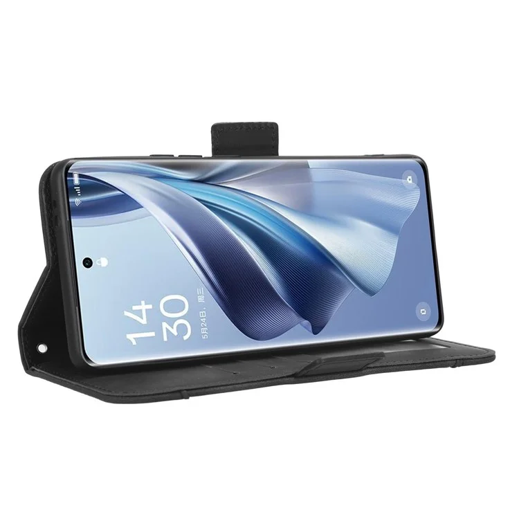 Für Oppo Reno10 Pro+ 5G Anti-Kratzer PU-Leder-Brieftasche mit mehreren Kartenfächern, Klapphülle, Ständer, Handyhülle - Schwarz
