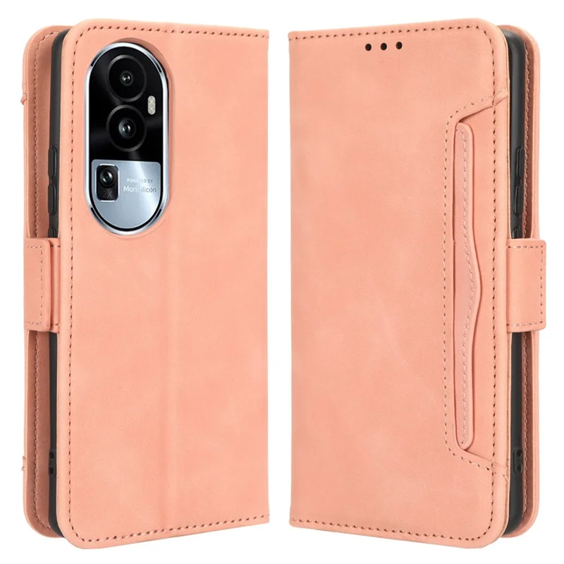 Für Oppo Reno10 Pro+ 5G kratzfeste PU-Leder-Brieftasche mit mehreren Kartenfächern, Klapphülle, Ständer, Telefonabdeckung - Pink