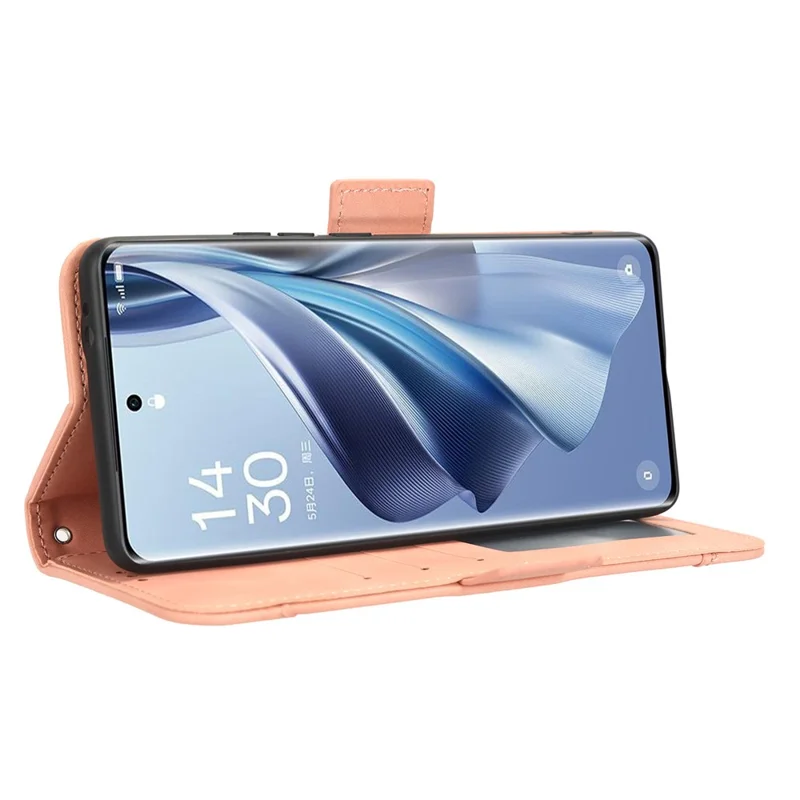 Für Oppo Reno10 Pro+ 5G kratzfeste PU-Leder-Brieftasche mit mehreren Kartenfächern, Klapphülle, Ständer, Telefonabdeckung - Pink
