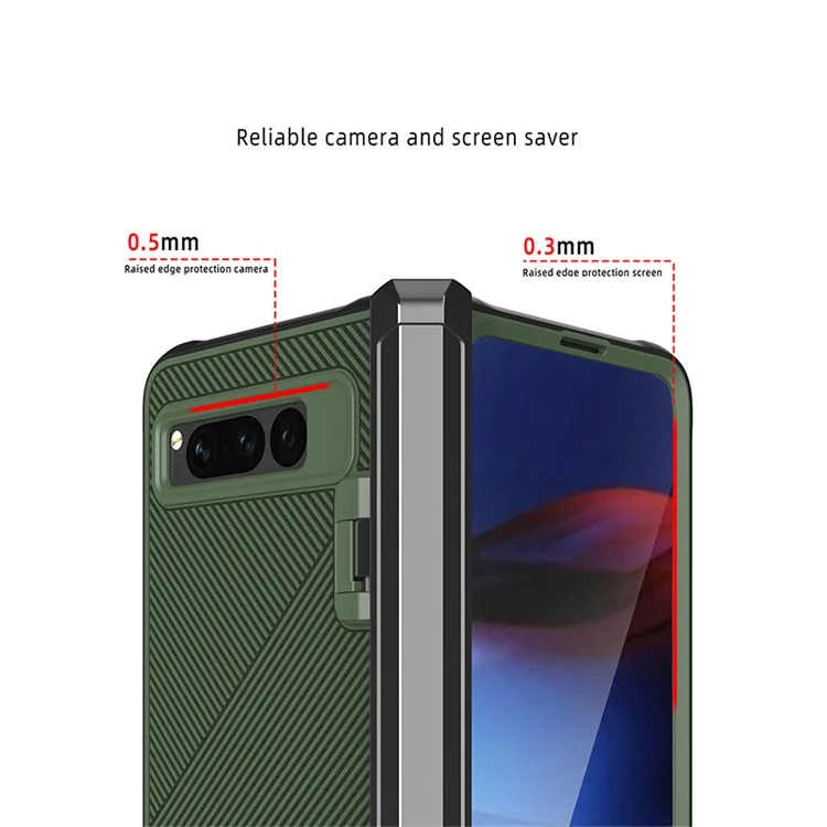 For Google Pixel Fold PC+TPU Non-Slip Phone Case Hinge Protection Shockproof Cover with Tempered Glass Film - Green