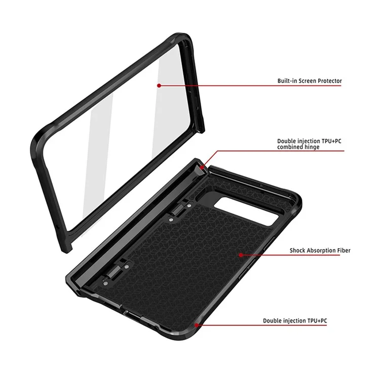 For Google Pixel Fold PC+TPU Non-Slip Phone Case Hinge Protection Shockproof Cover with Tempered Glass Film - Green