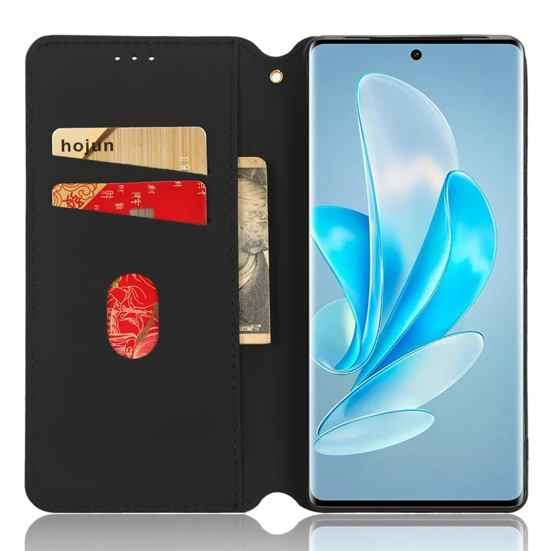 Para vivo S17e 5G PU Leather Stand Case Shockproof Rhombus Imprinted Phone Cover - Black