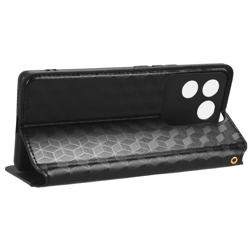 Para vivo S17e 5G PU Leather Stand Case Shockproof Rhombus Imprinted Phone Cover - Black