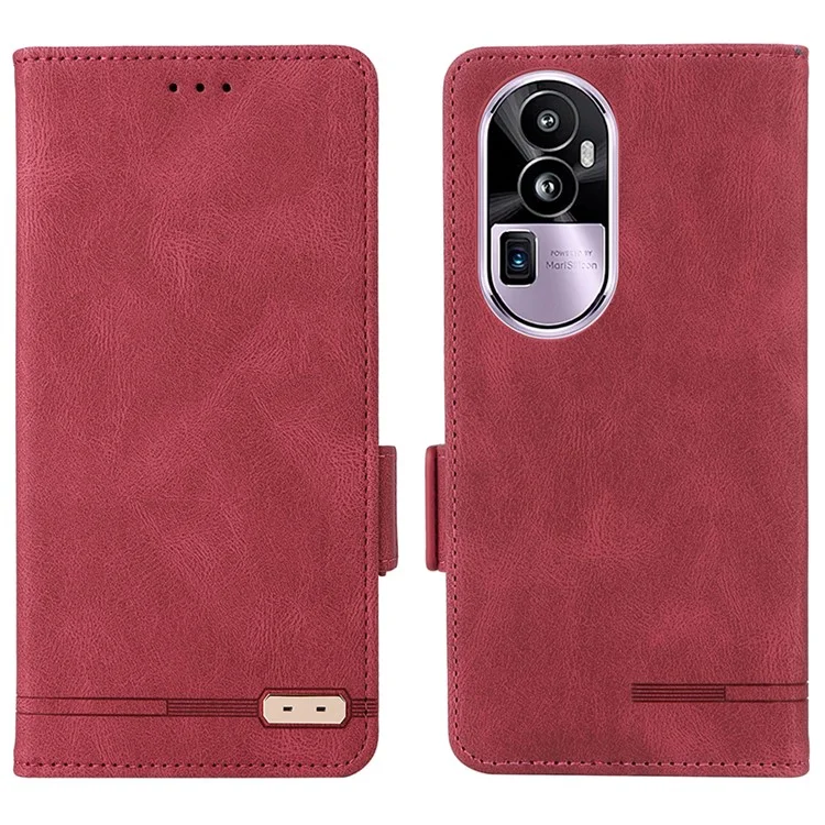 Für Oppo Reno10 Pro+ 5G Hardware Dekor Brieftasche Handyhülle PU-Leder Flip Ständer Cover - Rose