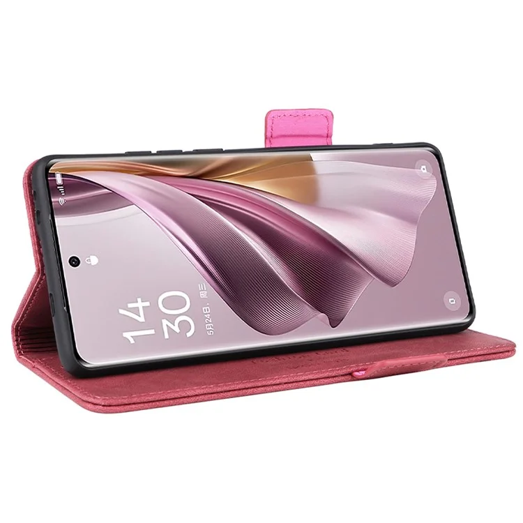 Für Oppo Reno10 Pro+ 5G Hardware Dekor Brieftasche Handyhülle PU-Leder Flip Ständer Cover - Rose
