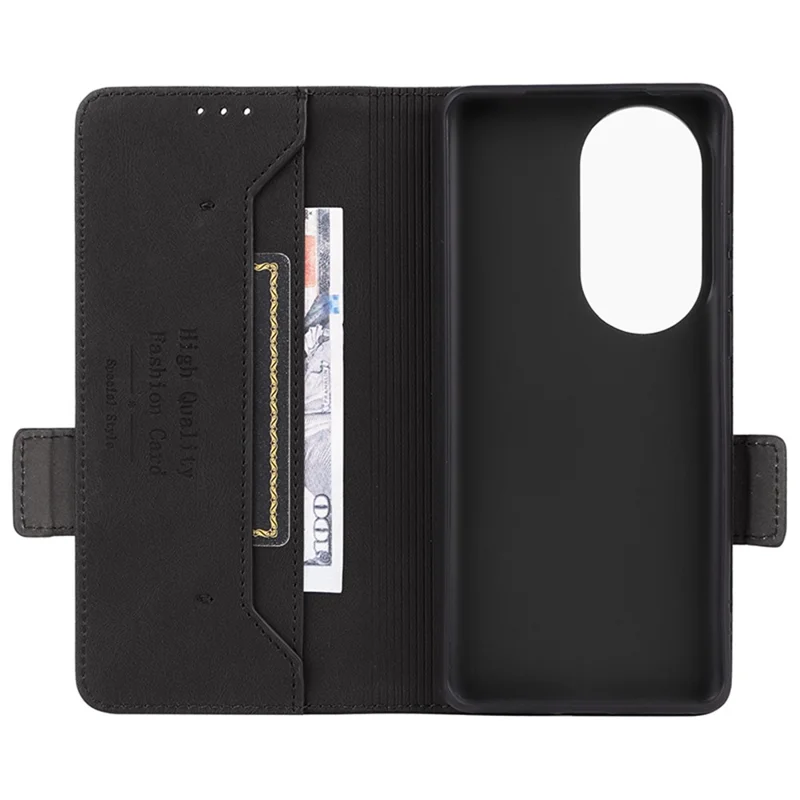 For Oppo Reno10 Pro+ 5G Hardware Decor Wallet Phone Case PU Leather Flip Stand Cover - Black