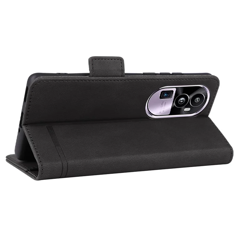 For Oppo Reno10 Pro+ 5G Hardware Decor Wallet Phone Case PU Leather Flip Stand Cover - Black
