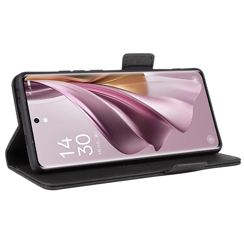 For Oppo Reno10 Pro+ 5G Hardware Decor Wallet Phone Case PU Leather Flip Stand Cover - Black