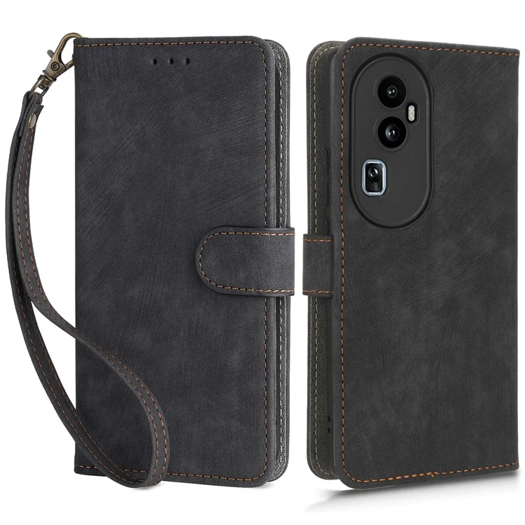 Für Oppo Reno10 Pro+ 5G Fall Proof Wallet Cover RFID Blocking PU Leder Stand Handyhülle - Schwarz