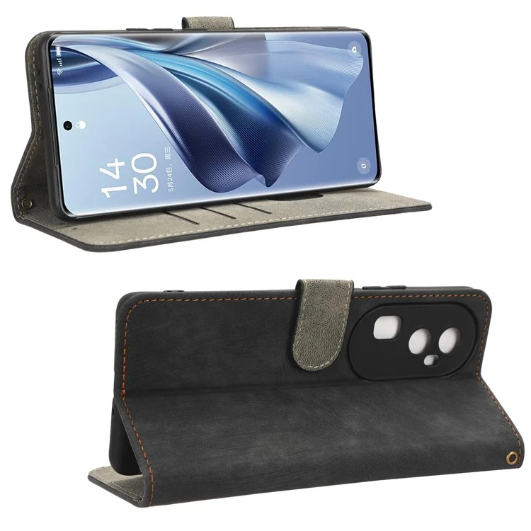 Für Oppo Reno10 Pro+ 5G Fall Proof Wallet Cover RFID Blocking PU Leder Stand Handyhülle - Schwarz
