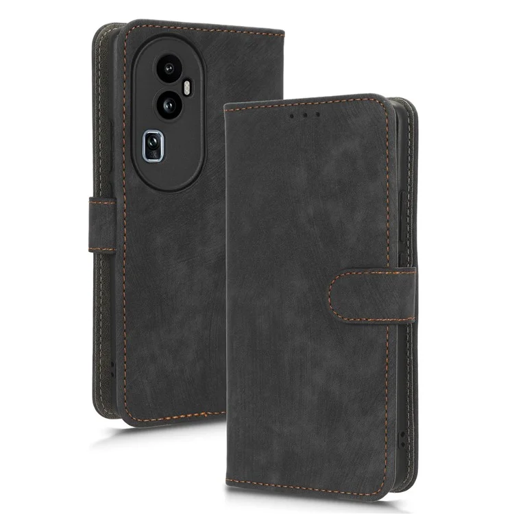 Für Oppo Reno10 Pro+ 5G Fall Proof Wallet Cover RFID Blocking PU Leder Stand Handyhülle - Schwarz