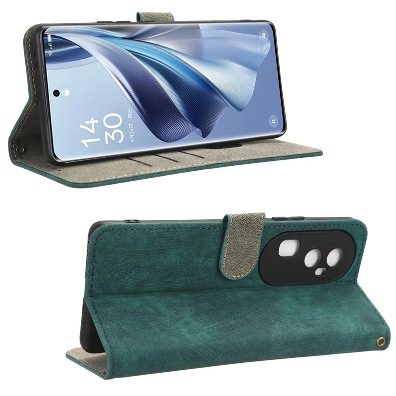 For Oppo Reno10 Pro+ 5G Fall Proof Wallet Cover RFID Blocking PU Leather Stand Phone Case - Green