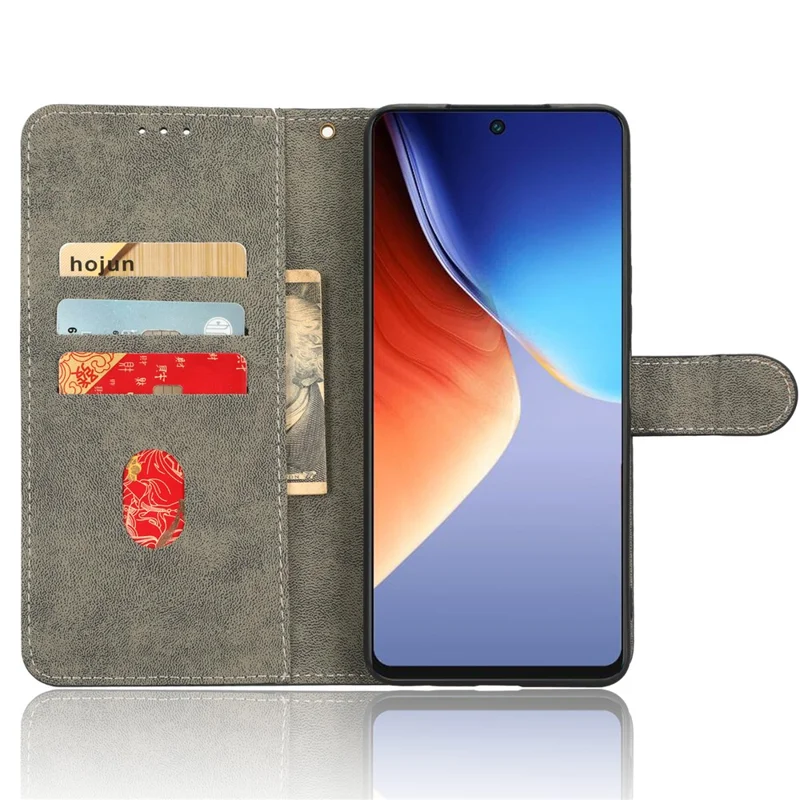 Stand Case for TECNO Camon 19 4G CI6n RFID Blocking PU Leather Phone Wallet Cover with Strap - Blue