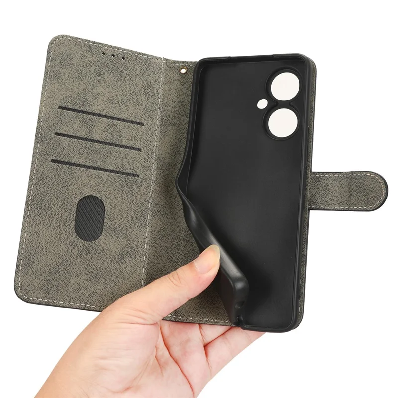 Stand Case for TECNO Camon 19 4G CI6n RFID Blocking PU Leather Phone Wallet Cover with Strap - Blue