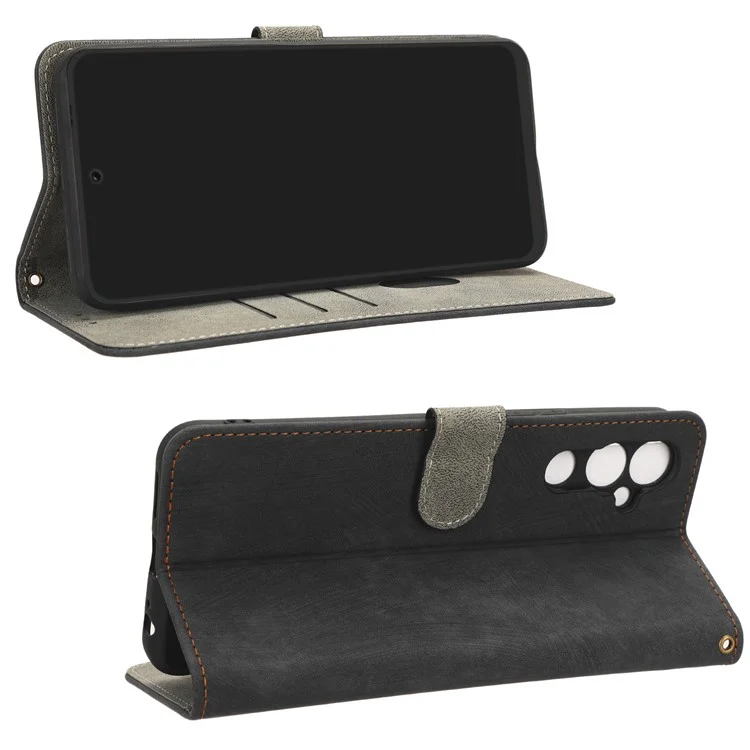 Custodia in pelle PU con copertura per portafoglio per TECNO Pova Neo 2 4G LG6n, con blocco RFID, supporto - Nero
