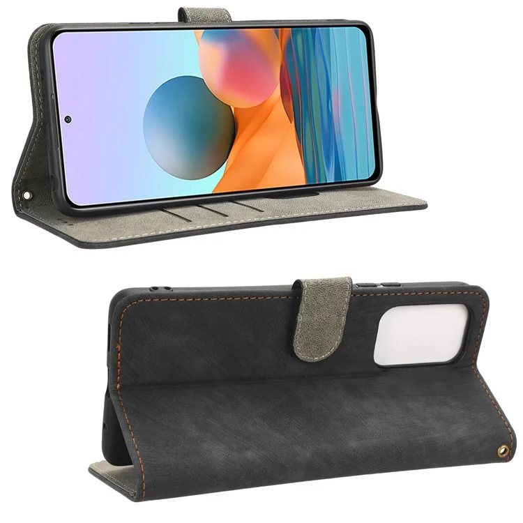 For Xiaomi Redmi Note 10 Pro 4G (Global) / (India) / Note 10 Pro Max 4G RFID Blocking PU Leather Stand Case Phone Wallet Cover - Black
