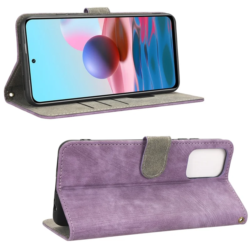 For Xiaomi Poco M5s 4G / Redmi Note 10 4G / Note 10S 4G / Note 11 SE (India) 4G RFID Blocking Mobile Phone PU Leather Stand Case Wallet Cover - Purple