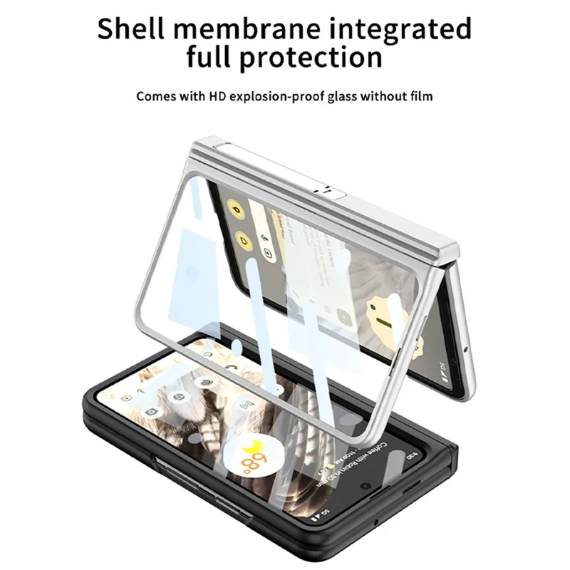 For Google Pixel Fold Magnetic Phone Case PC Kickstand Phone Cover with Tempered Glass Screen Film - Green