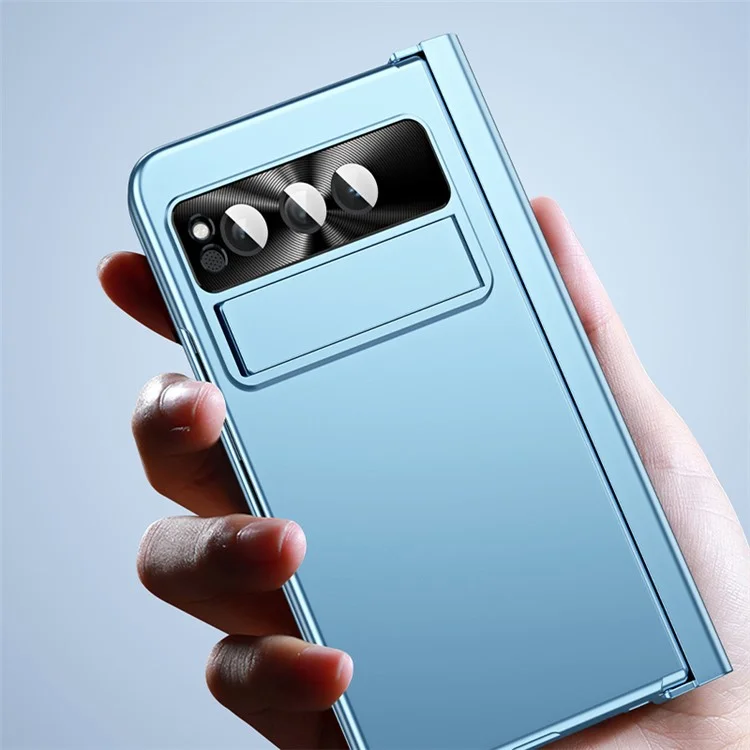 Для Google Pixel Fold Kickstand PC Phone Case Hinge Protection Cover с закалённой стеклянной плёнкой для экрана / Stylus - синий