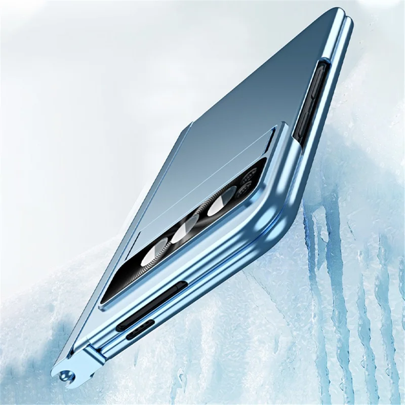 For Google Pixel Fold Kickstand PC Phone Case Hinge Protection Cover with Tempered Glass Screen Film / Stylus - Gold