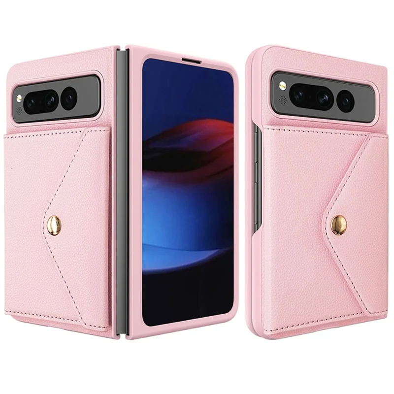 For Google Pixel Fold PU Leather PC Protective Cover Litchi Texture Card Slot Phone Case - Pink