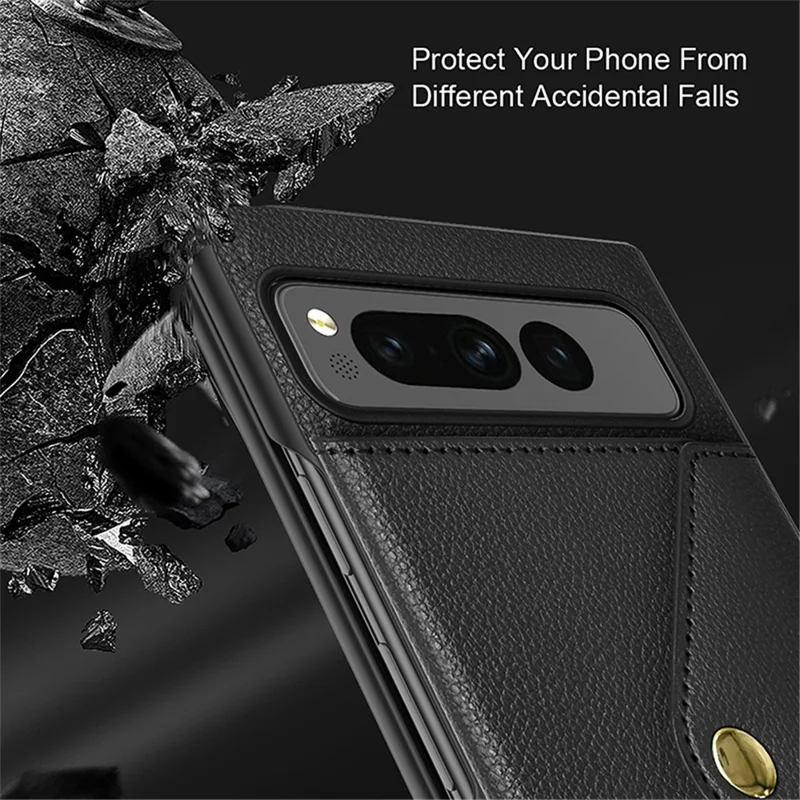 For Google Pixel Fold PU Leather PC Protective Cover Litchi Texture Card Slot Phone Case - Pink