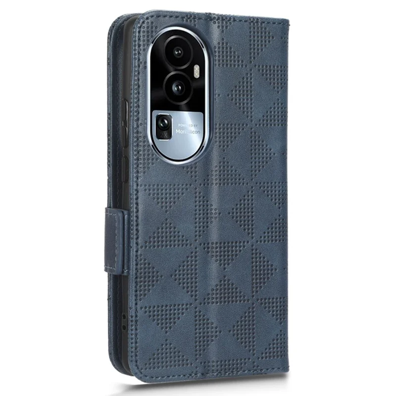 For Oppo Reno10 Pro+ 5G PU Leather Wallet Phone Case Imprinted Triangle Anti-drop Stand Cover - Blue