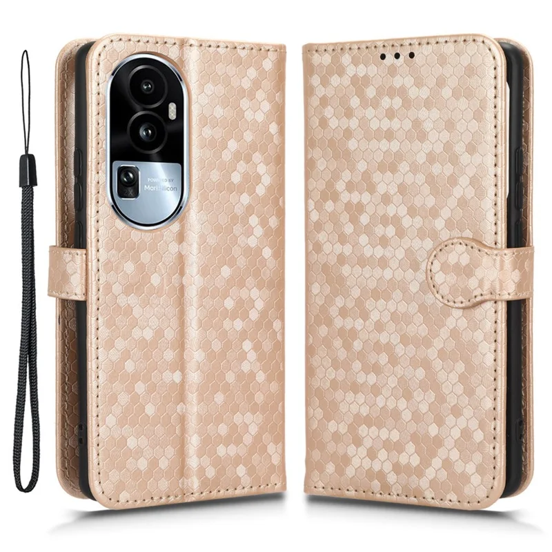 Para Oppo Reno10 Pro+ 5G PU Leather Wallet Mobile Case Dot Imprinted Flip Stand Phone Cover - Rose Gold