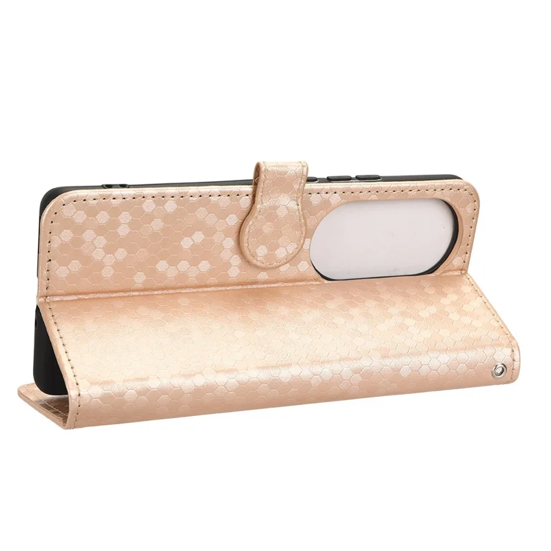 Para Oppo Reno10 Pro+ 5G PU Leather Wallet Mobile Case Dot Imprinted Flip Stand Phone Cover - Rose Gold