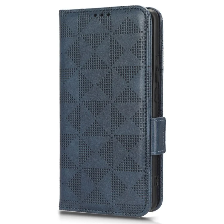 For Xiaomi Redmi Note 12S 4G PU Leather Wallet Phone Case Imprinted Triangle Folding Stand Cover - Blue