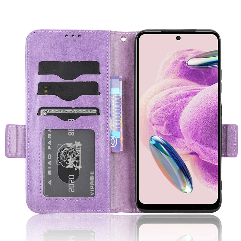 For Xiaomi Redmi Note 12S 4G PU Leather Wallet Phone Case Imprinted Triangle Folding Stand Cover - Purple