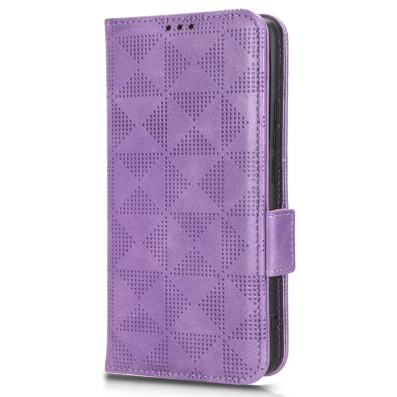 For Xiaomi Redmi Note 12S 4G PU Leather Wallet Phone Case Imprinted Triangle Folding Stand Cover - Purple