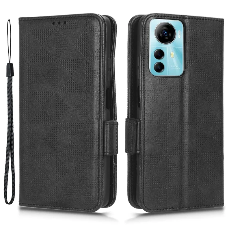 For ZTE Blade V41 Smart Wallet Cell Phone Case PU Leather Imprinted Triangle Stand Cover - Black