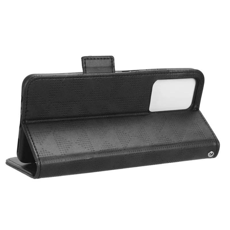 For ZTE Blade V41 Smart Wallet Cell Phone Case PU Leather Imprinted Triangle Stand Cover - Black