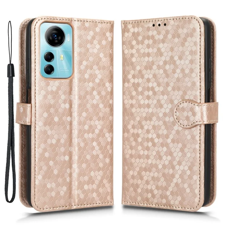 Cell Phone Case for ZTE Blade V41 Smart , PU Leather Wallet Stand Dot Imprinted Phone Cover - Rose Gold