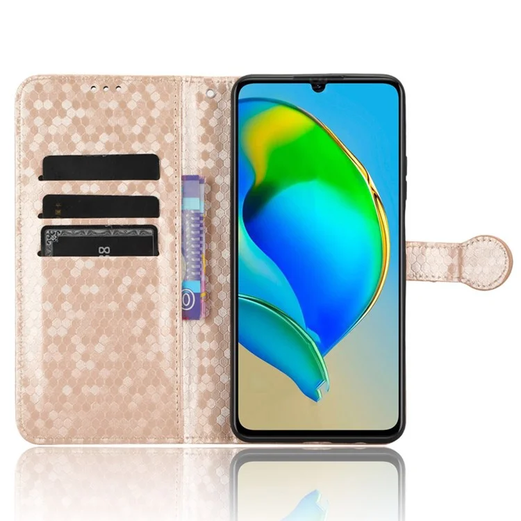 Cell Phone Case for ZTE Blade V41 Smart , PU Leather Wallet Stand Dot Imprinted Phone Cover - Rose Gold